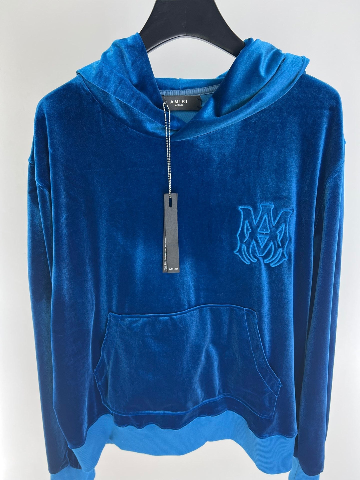 AMIRI VELOUR POUCH-POCKET HOODIE