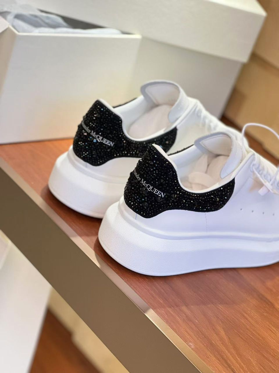Alexander McQueen Oversized Sneakers Black Swarovski