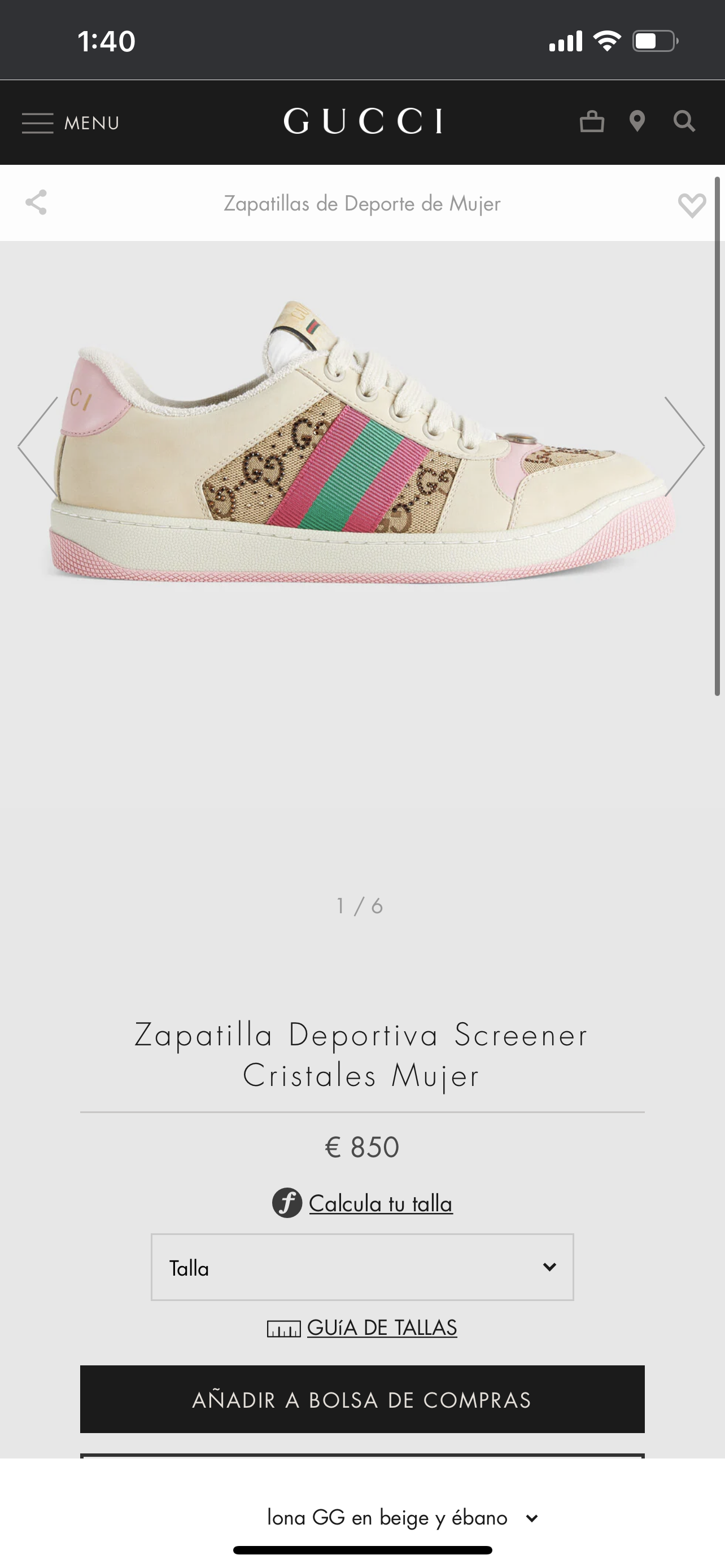 GG Gucci Screener Leather CRISTALES