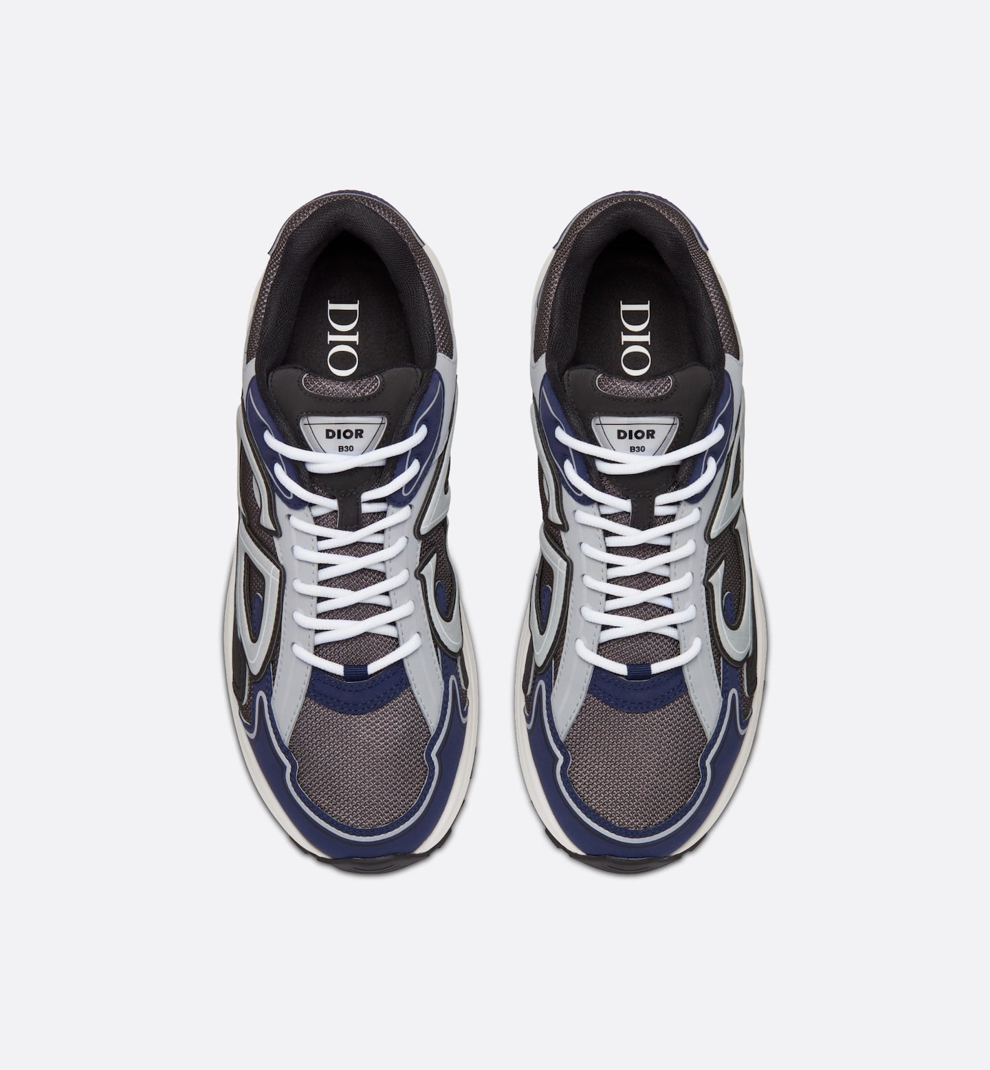DIOR B30 Sneakers Anthracite grey mesh and black, blue and grey Dior technical fabric