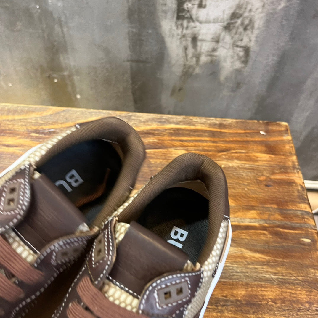 Burberry Brown And Check Print Trainer