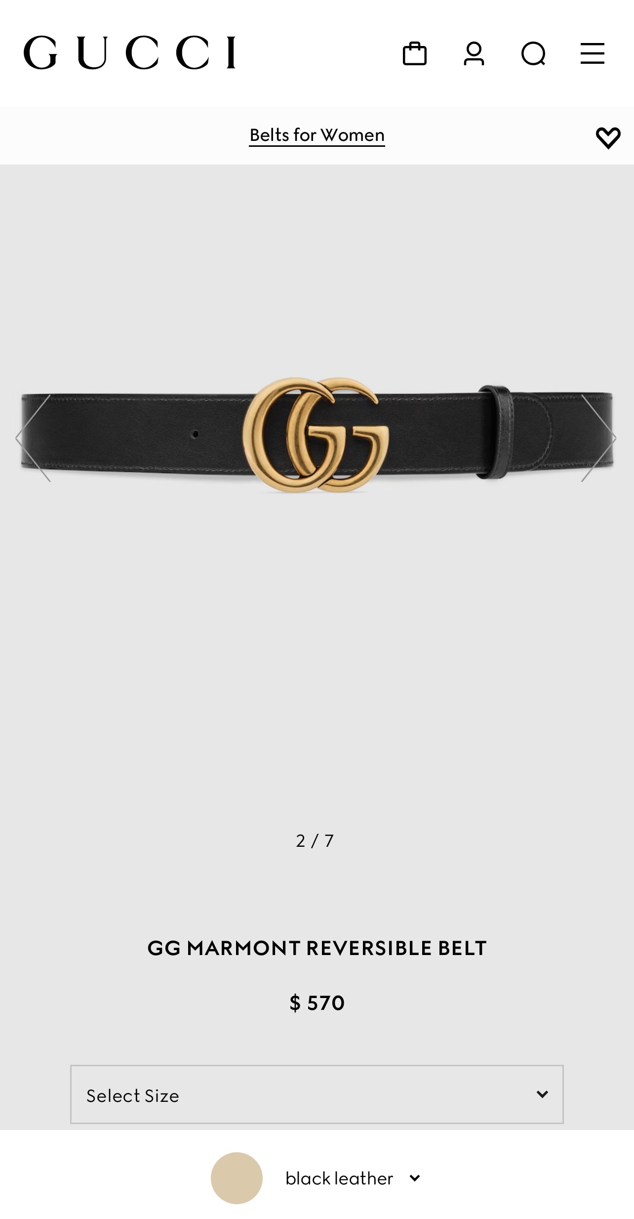 Gucci GG MARMONT REVERSIBLE BELT 3.7cm