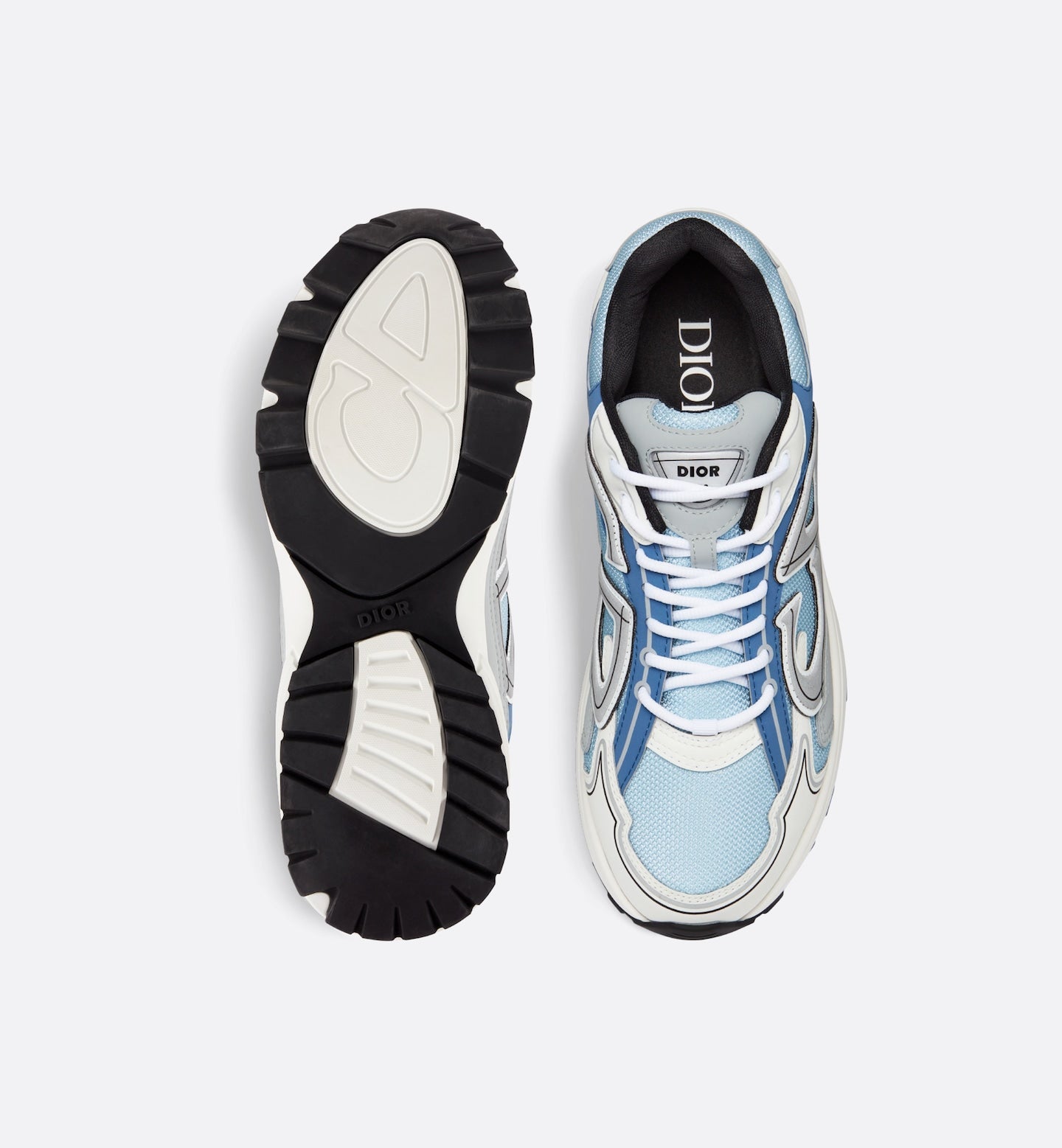 DIOR B30 Sneakers Malla azul claro y tejido técnico azul, gris y blanco