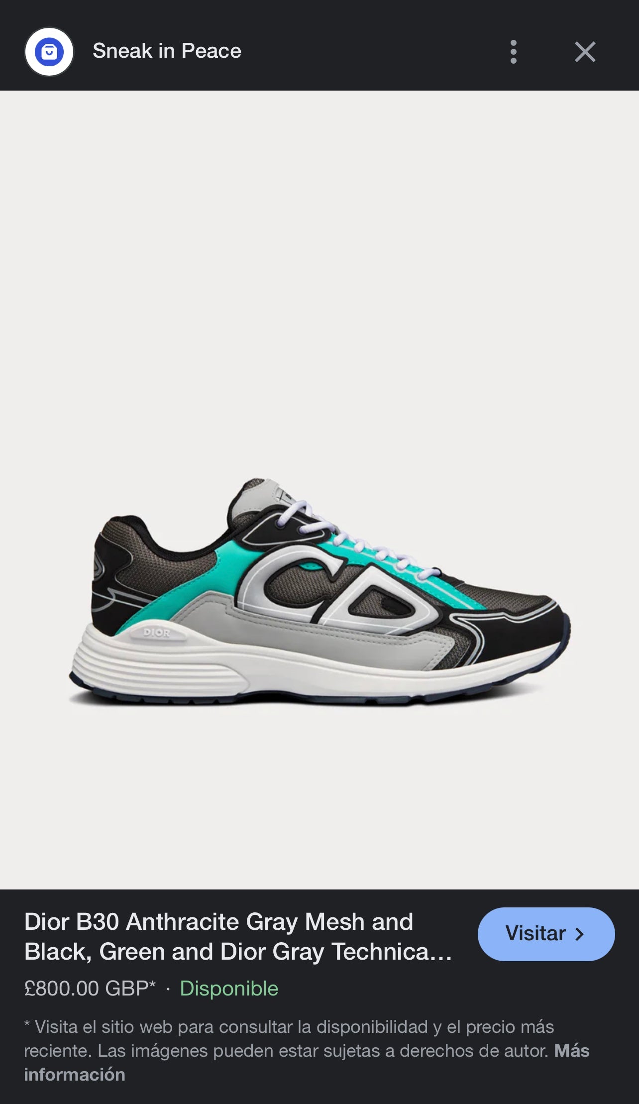 DIOR B30 Sneakers Anthracite Gray Mesh And Black, Green And Dior Gray Technical Fabric