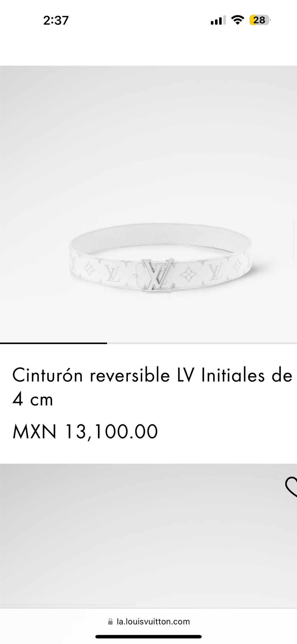 LV BELT Cinturón reversible initiales de 4 cm