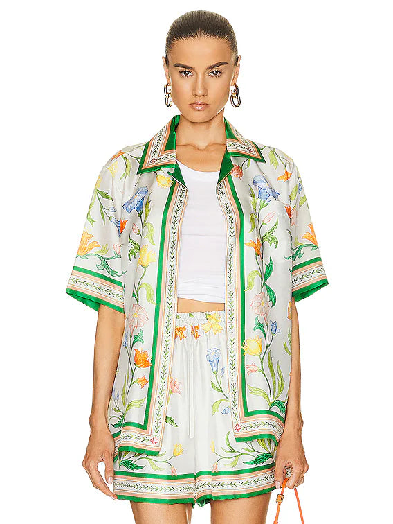 CASABLANCA L'arche Fleurie print SILK SHIRT