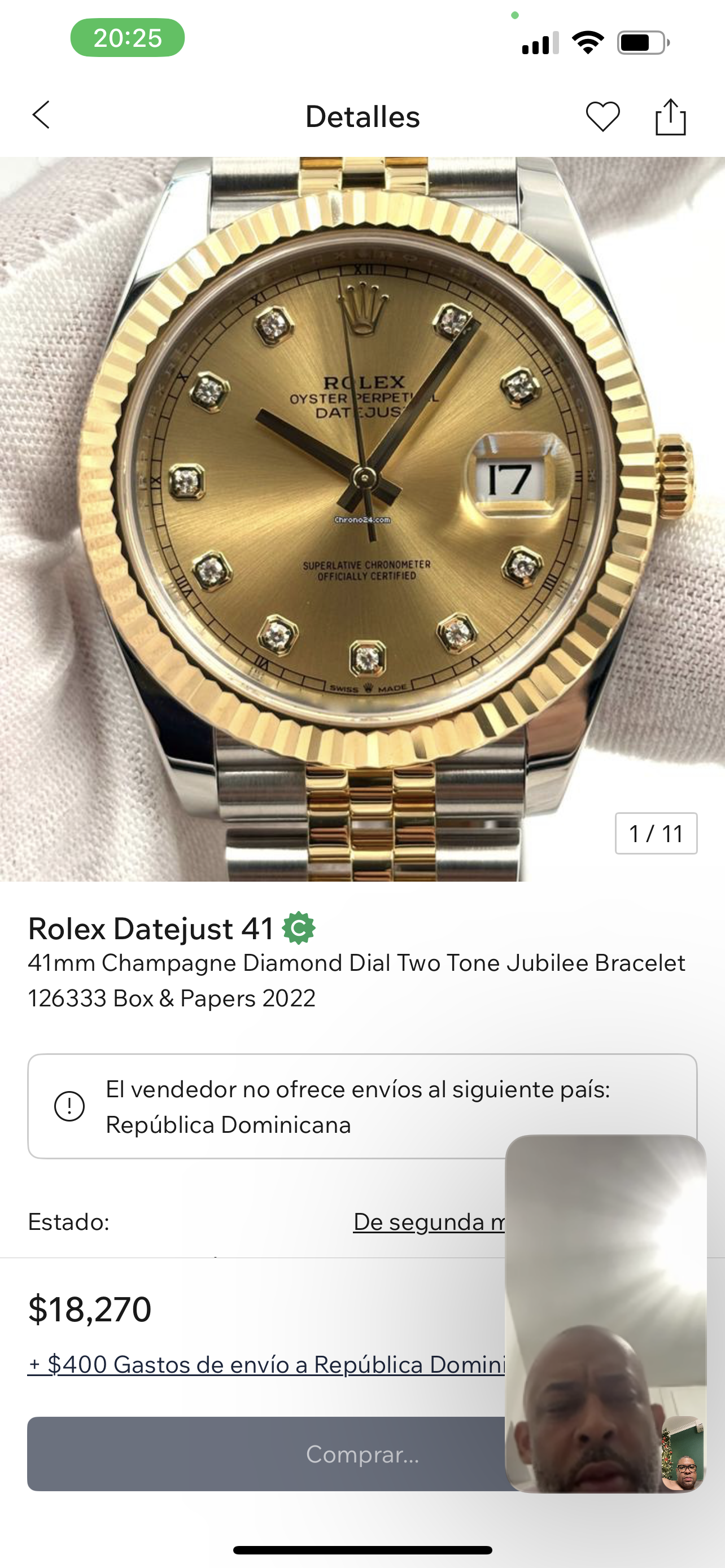 Rolex Datejust Two Tone Gold Fluted Jubilee Champagne Diamond Dial 126333