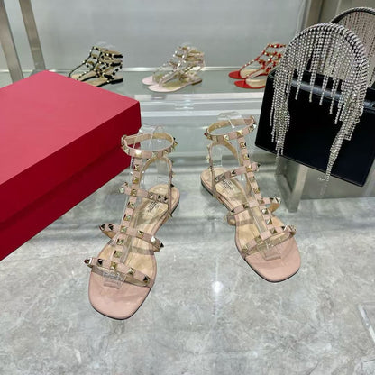 VALENTINO Sandalias Planas Rockstud De Piel De Becerro Con Tiras