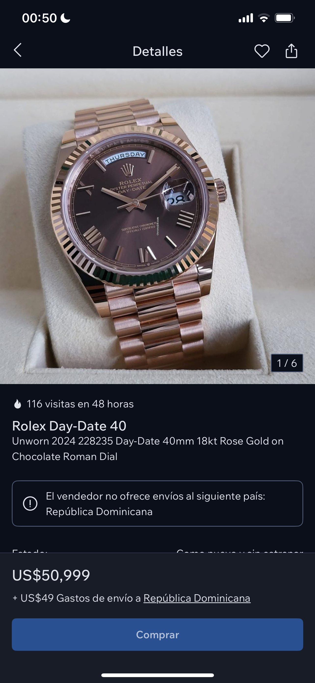 Rolex Day-Date 40mm Rose Gold on Chocolate Roman Dial