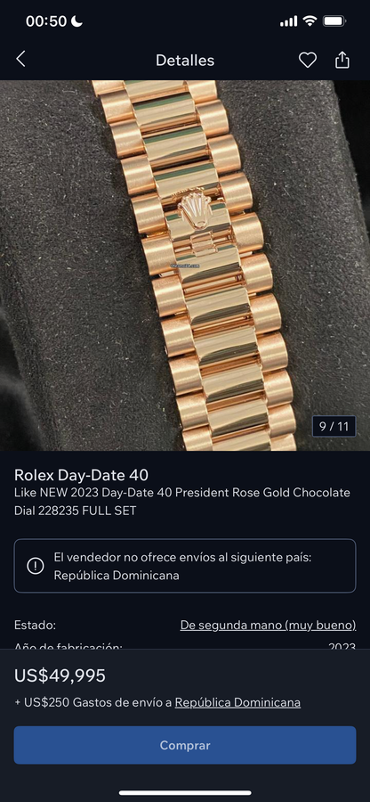 Rolex Day-Date 40mm Rose Gold on Chocolate Roman Dial