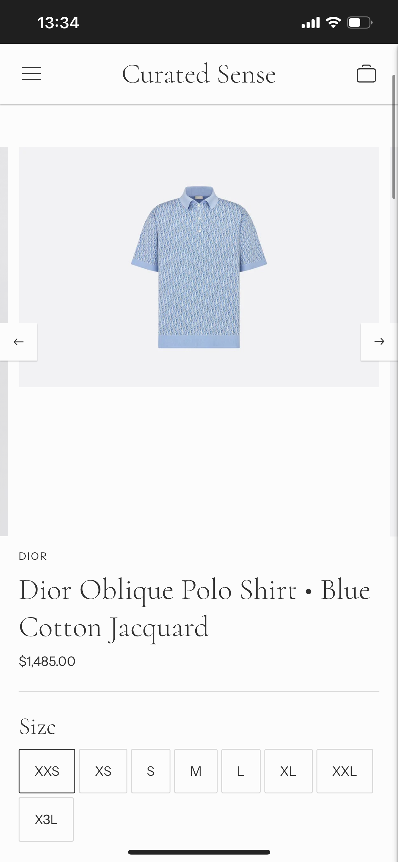 S2025 Dior Oblique Polo Shirt (• Blue
Cotton Jacquard)