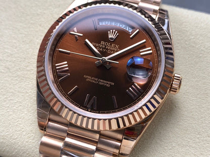Rolex Day-Date 40mm Rose Gold on Chocolate Roman Dial