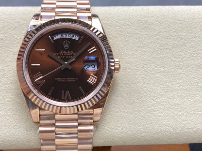 Rolex Day-Date 40mm Rose Gold on Chocolate Roman Dial